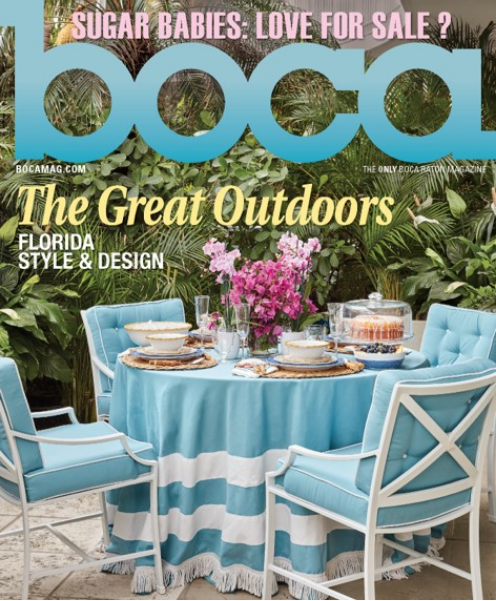 Boca magazine fateure showcasing luxury outdoor living and landscape design in South Florida