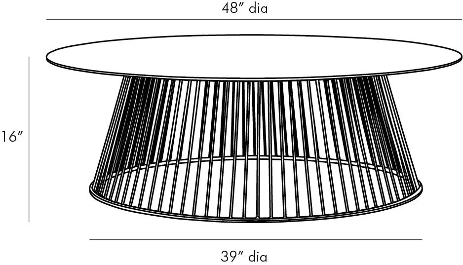 48-inch round coffee table with wire base
