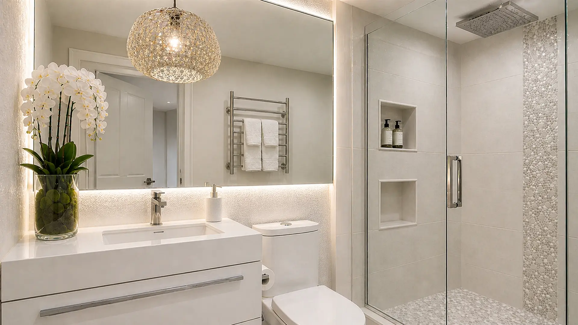 Modern luxury bathroom with glass shower